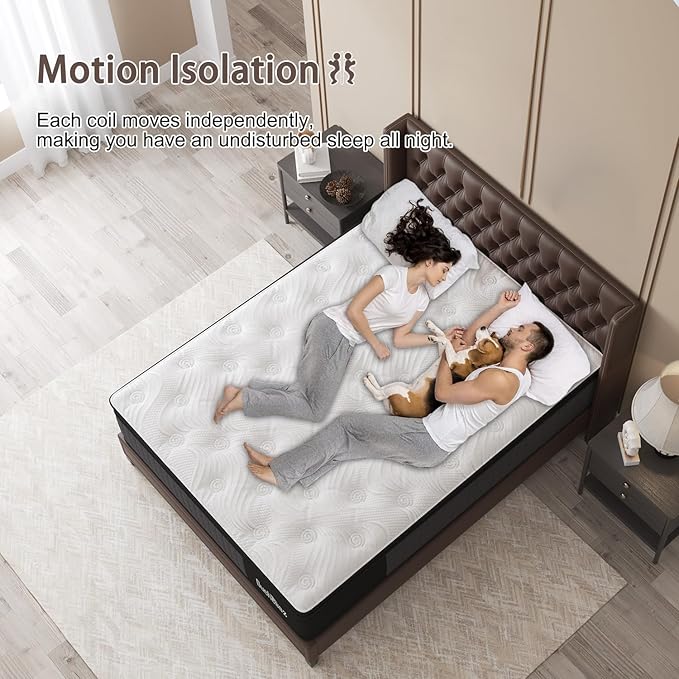 Full Mattress, 14 Inch Hybrid Mattresses Eurotop with Gel Memory Foam,Motion Isolation Individually Wrapped Pocket Coils Breathable Comfort Soft Pressure Relief 100 Night Trial