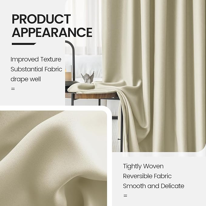 Blackout Curtains for Bedroom 52 x 84 Inches Long 2 Panels Set
