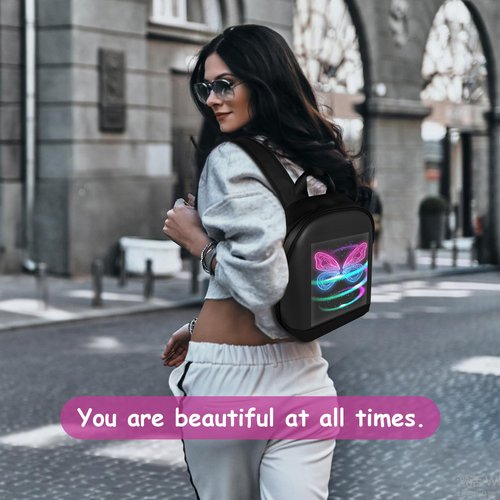 arimepi LED Backpack,LED Backpack with Programmable Full Color Display,Ideal gift for birthday/Christmas T6(black)