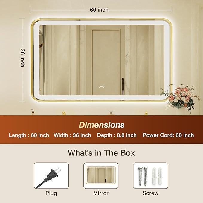 36x60 Inch LED Bathroom Mirror