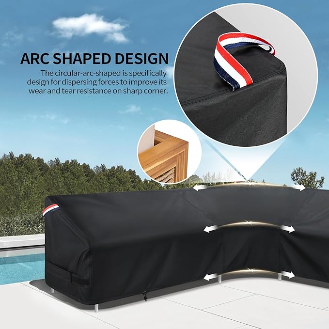 KylinLucky Outdoor Patio Furniture Cover fit 104 x 83 inch, 103 x 80, 102 x 79 L-Shaped Sectional Sofa, Waterproof Weatherproof Heavy Duty 600D Garden Cover for Outside L Shape Couch