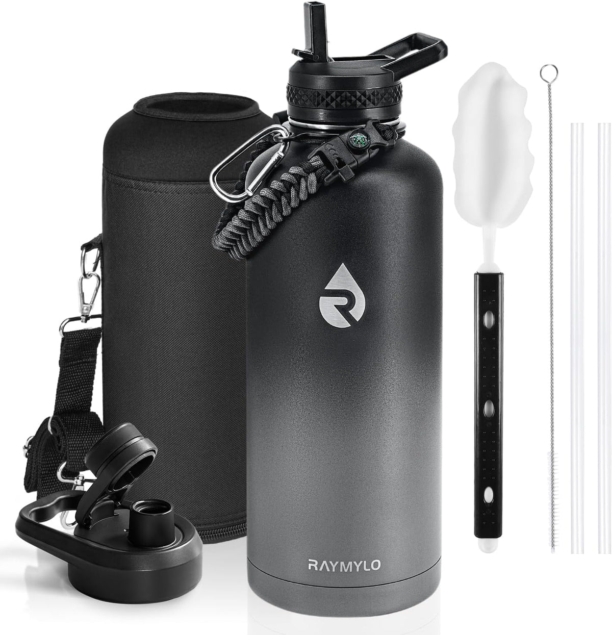 RAYMYLO Insulated Water Bottle - 87 Oz Triple Wall Vacuum Stainless Steel | Keeps Drinks Cold for 48 Hrs, Leak Proof, Dark Grey