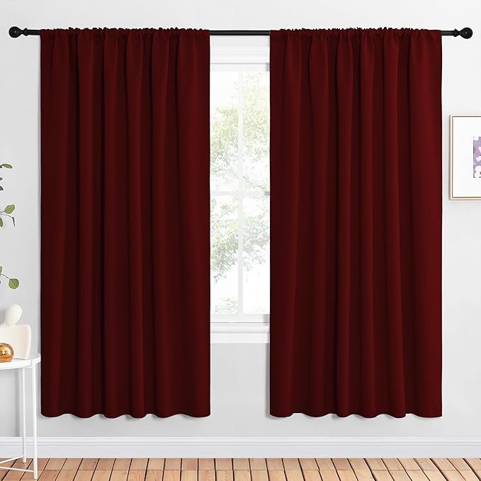 NICETOWN 2 Panels Blackout Curtains, Rod Pocket Window Curtains Room Darkning