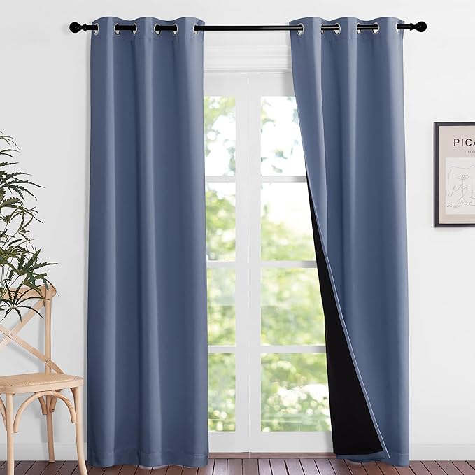 NICETOWN Full Shade Curtain Panels 84 inches Long, Pair of Energy Smart & Noise