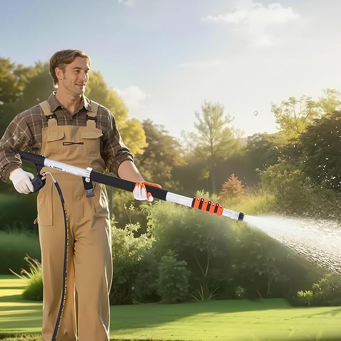 VEVOR Pressure Washer Telescoping Wand, 24 ft, 4000 psi, Telescopic Spray Wand with Power Washer Extension Wands, Gutter Cleaner, Brush Head, Pivoting Coupler, 7 Spray Nozzles and Support Harness