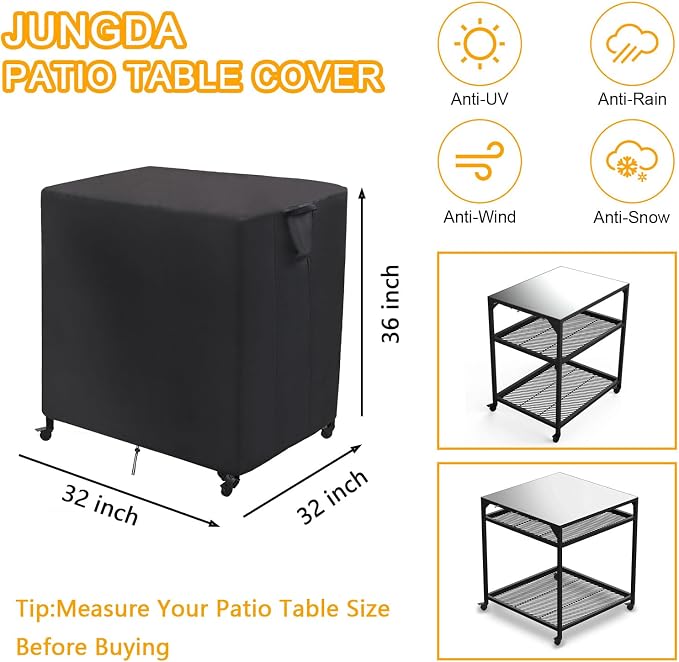 Pizza Oven Table Cover for Ooni Large Modular Table,Outdoor Prep Cart Table Cover for Ooni Pizza Oven Stand - 32 x 32 x 36 Inch