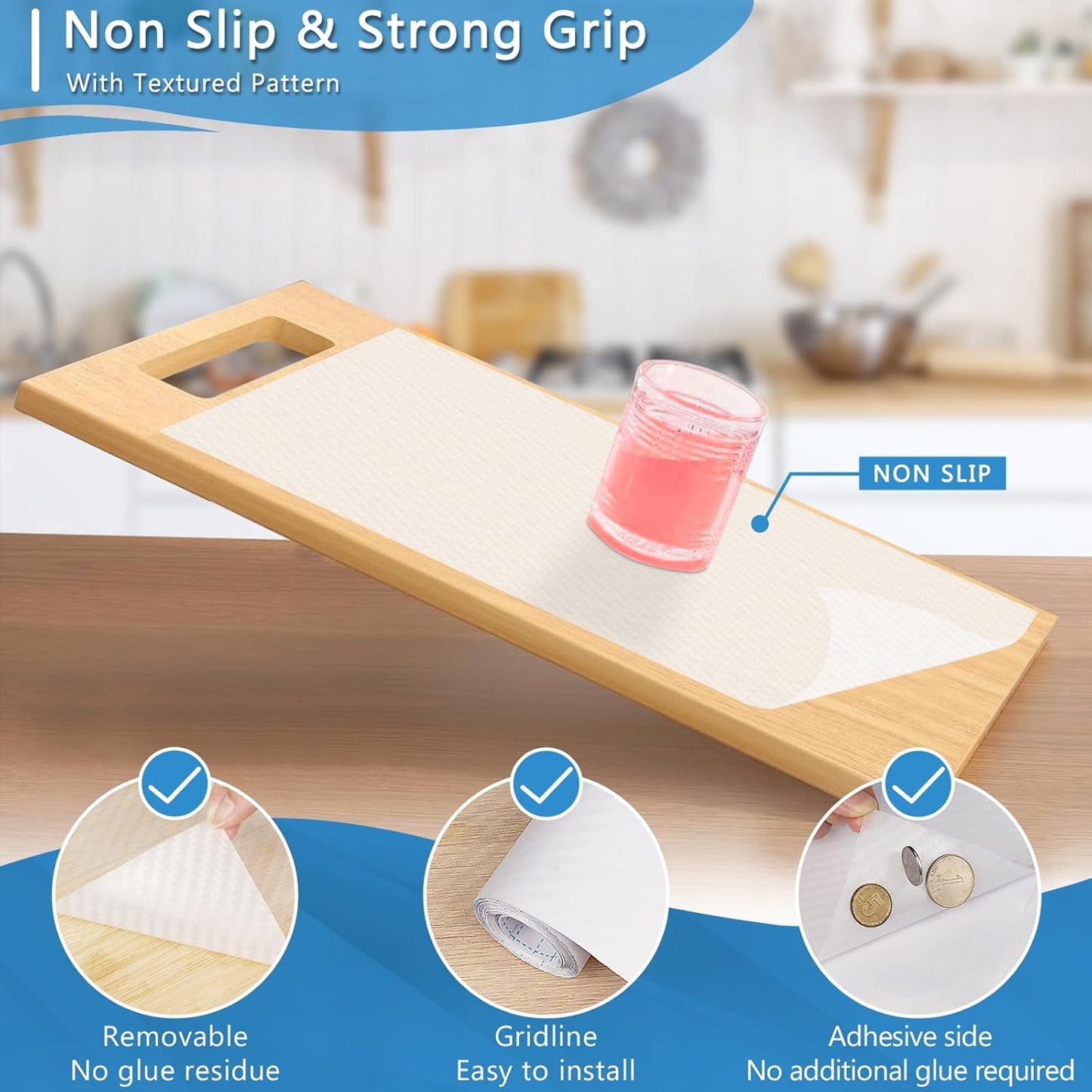 Self-Adhesive Shelf Liner Kitchen Liner, Waterproof Backed Paper Easy Peel and Stick Contact Liner Without Residue for Decor Your Desk Surface, Kitchen Countertops (Clear, 11.8 x 59 inches)