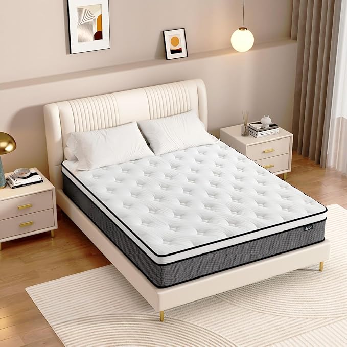 King Mattress, 12 Inch King Size Hybrid Mattress in a Box, Medium Firm Mattress for Pressure Relief, Pocket Springs Mattress