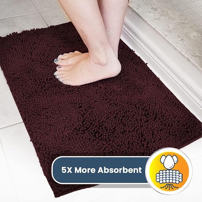 Muddy Mat® | Super Water Absorbent Door Mat Indoor, Microfiber Quick Dry Chenille Entryway Rug, Slip Resistant Front Door Mat, Indoor Mats for Entryway, Machine Washable Pet Rug, Rust 20" x 48"
