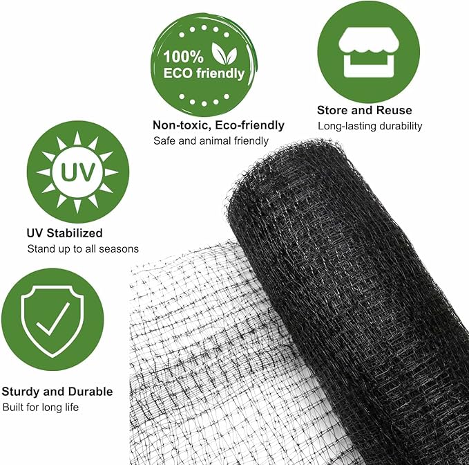 KLEWEE Bird Netting, 7.5 x 100 FT Heavy Garden Netting Deer Netting for Protect Fruit Trees, Plants and Vegetables Against Birds, Deer, Squirrels and Other Animals
