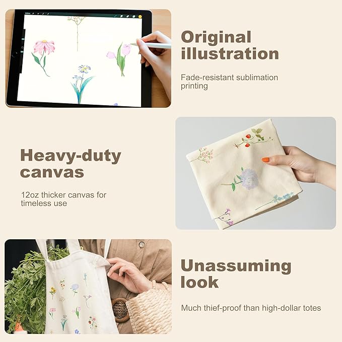 Canvas Tote Bag with Aesthetic Prints, Cute Tote Bag for Women Girls with Wide Strap, Gifts for Cat Book Lovers