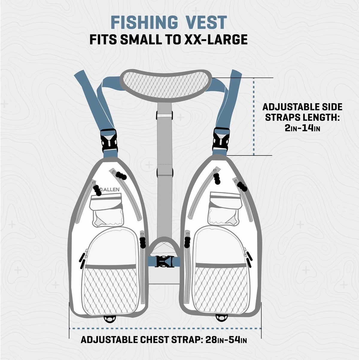 Ultra-Light Fishing Vest with 14 Pockets - Fits 4 Tackle/Fly Boxes | Allen Company Gallatin