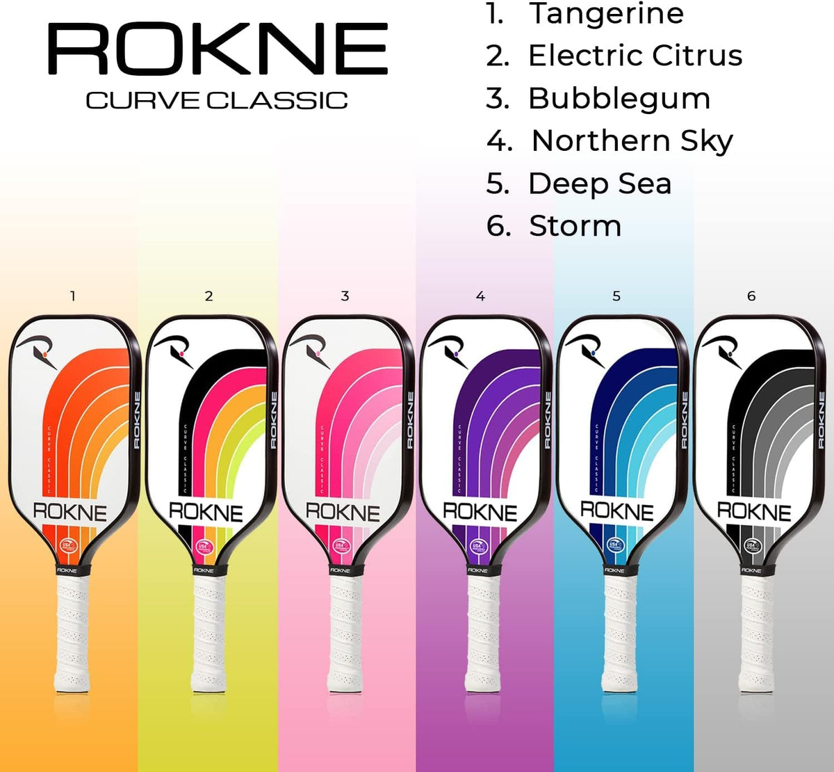 ROKNE Curve Classic Pickleball Paddle - USAPA Approved Fiberglass Design | Precision Engineering & Comfort | ProGrit Texture for Maximum Spin & Power