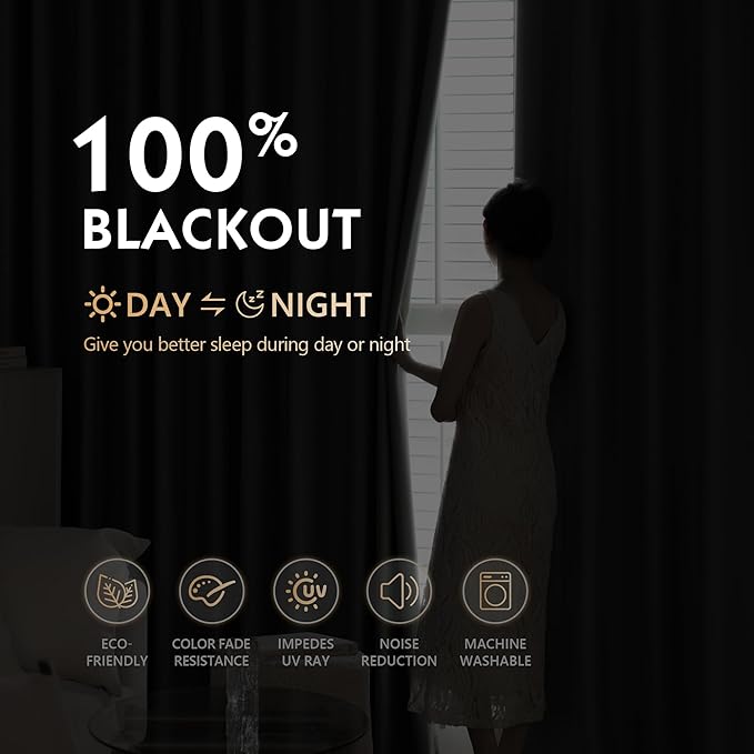 FMFUNCTEX 100% Blackout Curtains