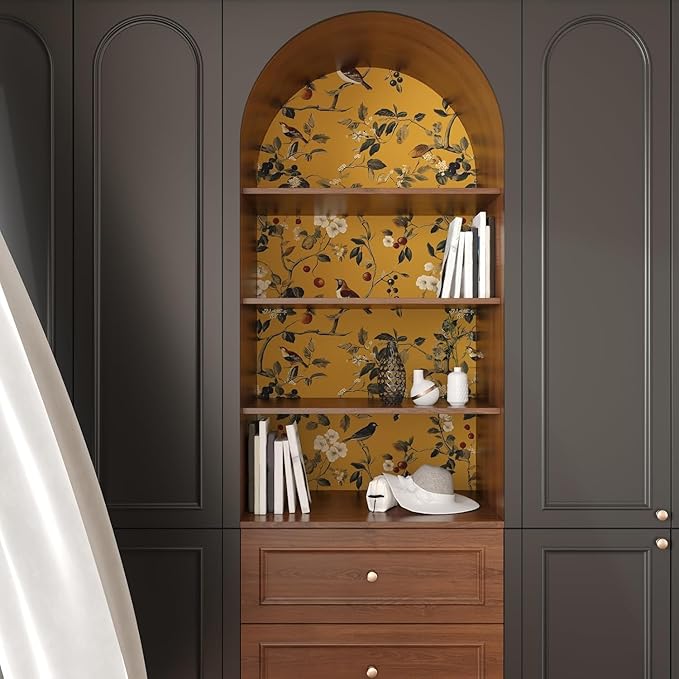 Laatse Vintage Bird Wallpaper 17.5"x393" Yellow Chinoiserie Floral Wallpaper