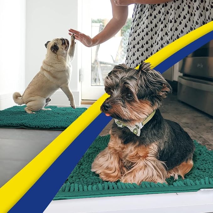 Muddy Mat® | Super Water Absorbent Door Mat Indoor, Microfiber Quick Dry Chenille Entryway Rug, Slip Resistant Front Door Mat, Indoor Mats for Entryway, Machine Washable Pet Rug, Slate Blue 28" x 48"