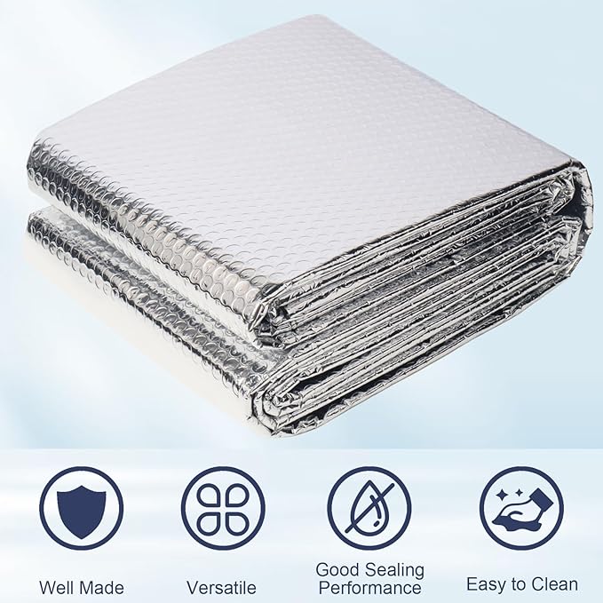 Double Reflective Bubble Foil Insulation Foam, 23.6IN X 50FT Aluminum Foil Thermal Insulation Radiant Barrier for Windows, Garage Door, RV, Roof