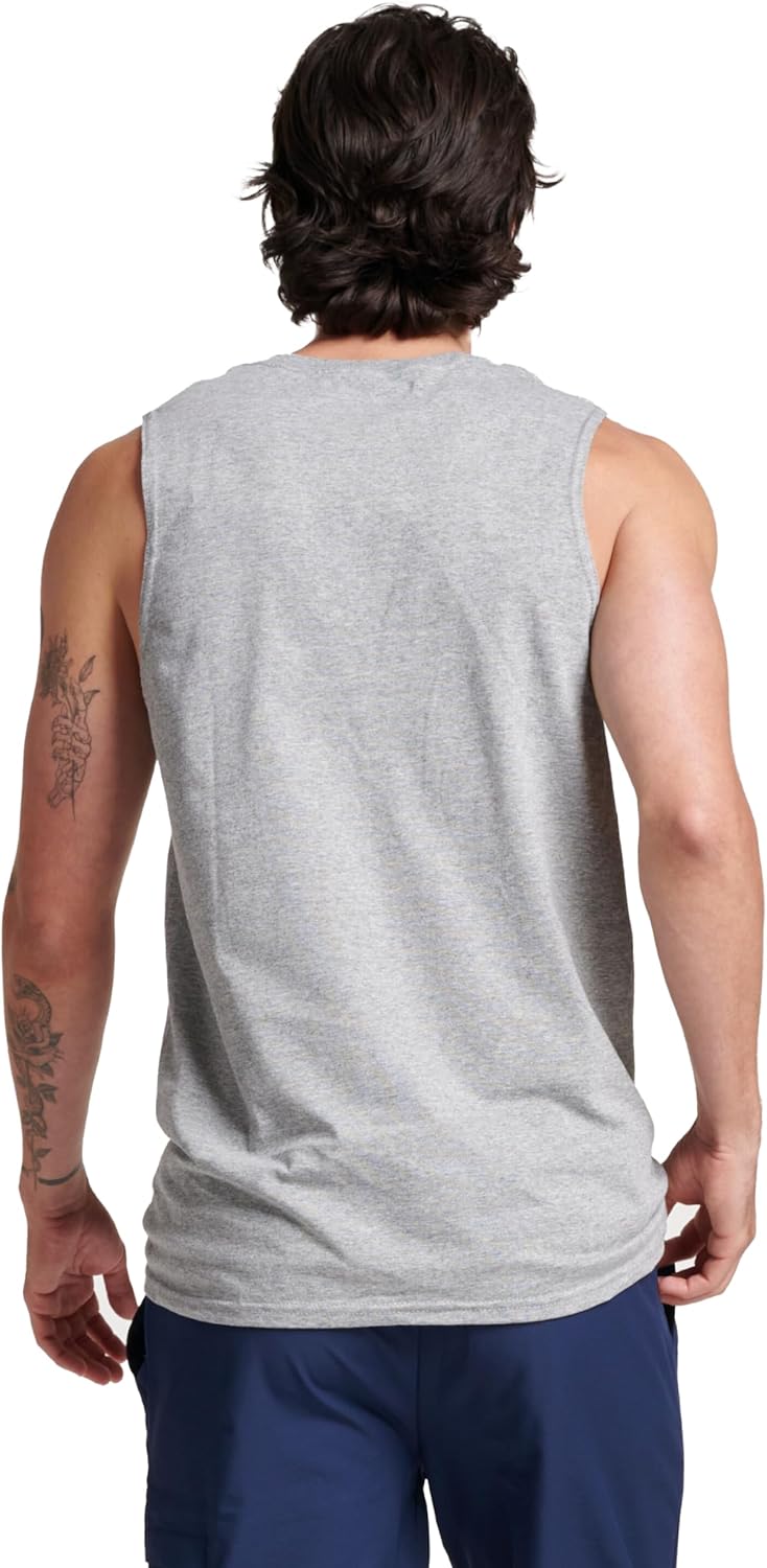 Russell Athletic Men's Sleeveless Muscle Shirts - Moisture-Wicking Cotton Blend | UPF 30+, Sizes S-4X