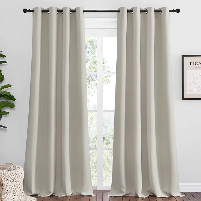 NICETOWN Natural Room Darkening Curtains 102" Long