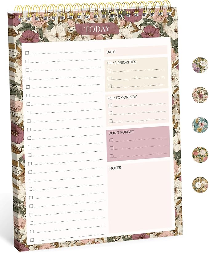 Taja To Do List Notepad - To Do List Notebook for Work with 52 Sheets, 9.8" x 6.5", Undated Daily Planner Perfect for Daily Tasks and Goal Setting, Notepad Suitable for Office, Home & School - Mauve Muse