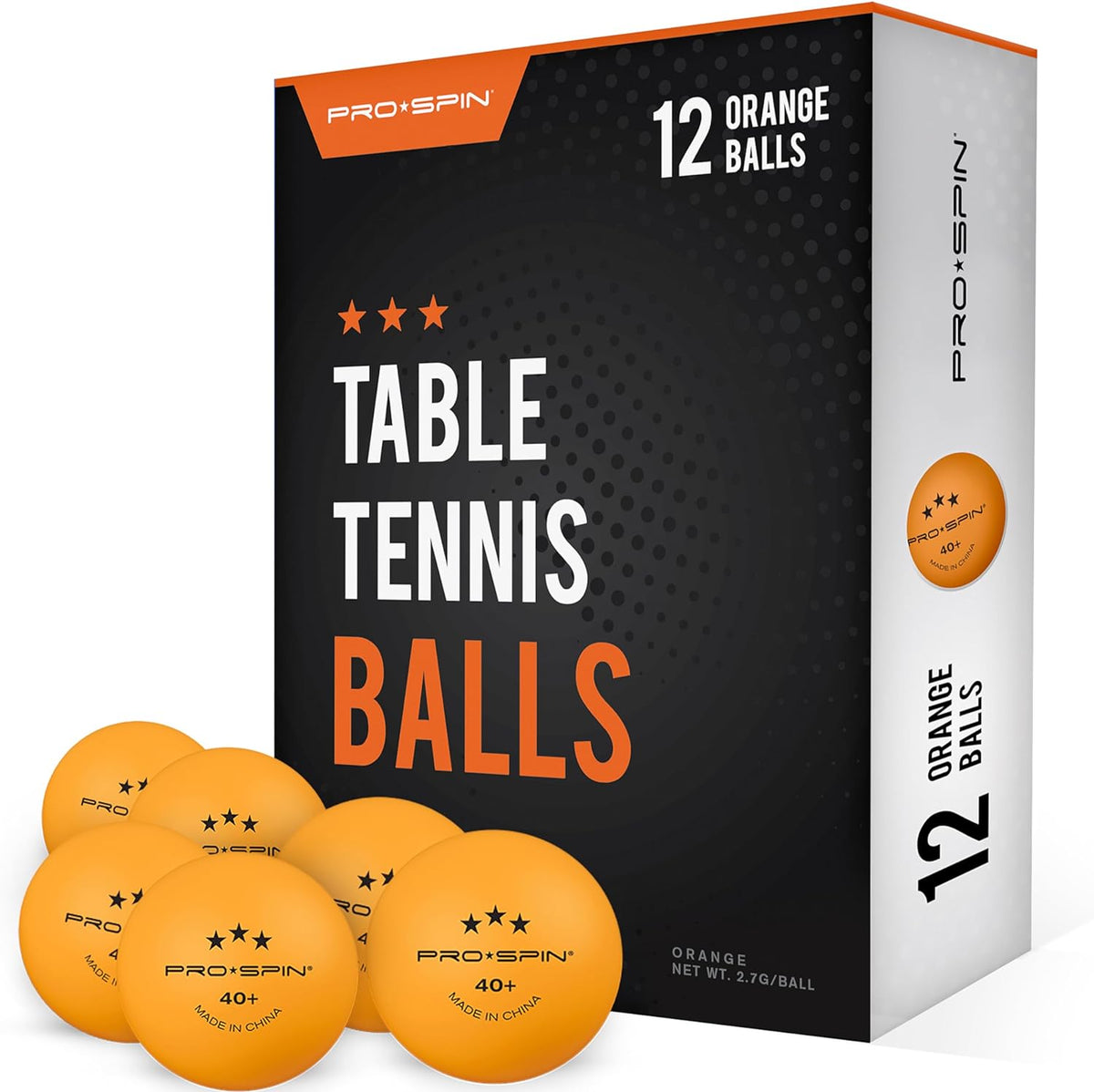 PRO-SPIN Ping Pong Balls - 3-Star Premium Orange Table Tennis Balls | High-Performance 40+ ABS Material
