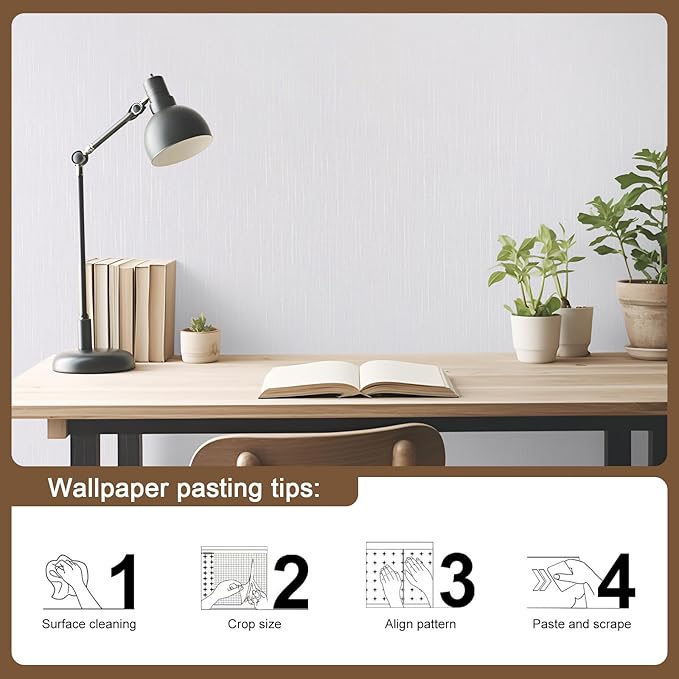 Grasscloth Peel and Stick Wallpaper White Gold Wallpaper 15.7"x 196" Thick