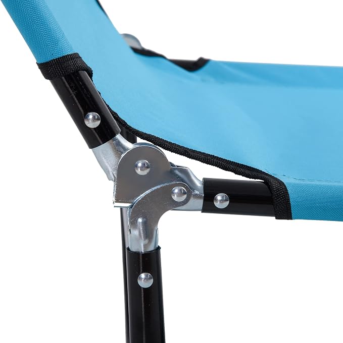 Outsunny Folding Chaise Lounge Chair with 5-Level Back, Sky Blue | Pool Sun Tanning Chairs, Breathable Mesh Seat, Headrest, for Pool, Beach, Yard, Patio, Outside