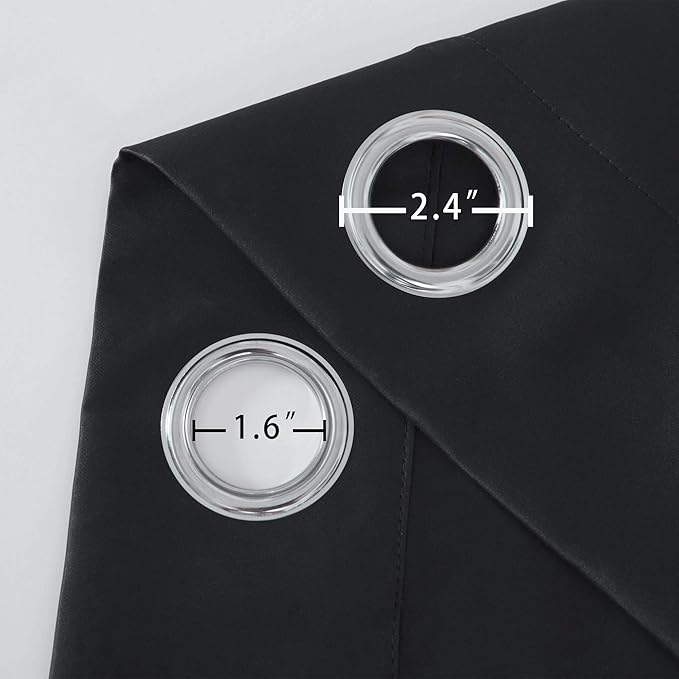 LEMOMO Black Thermal Blackout Curtains/52 x 45 Inch/Set of 2 Panels Room