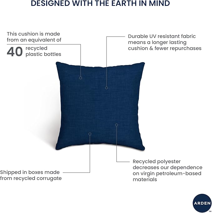 Arden Outdoor Toss Pillow, 2 Pack, 16 x 16, Rain-Proof, Fade Resistant Simone Blue Tropical