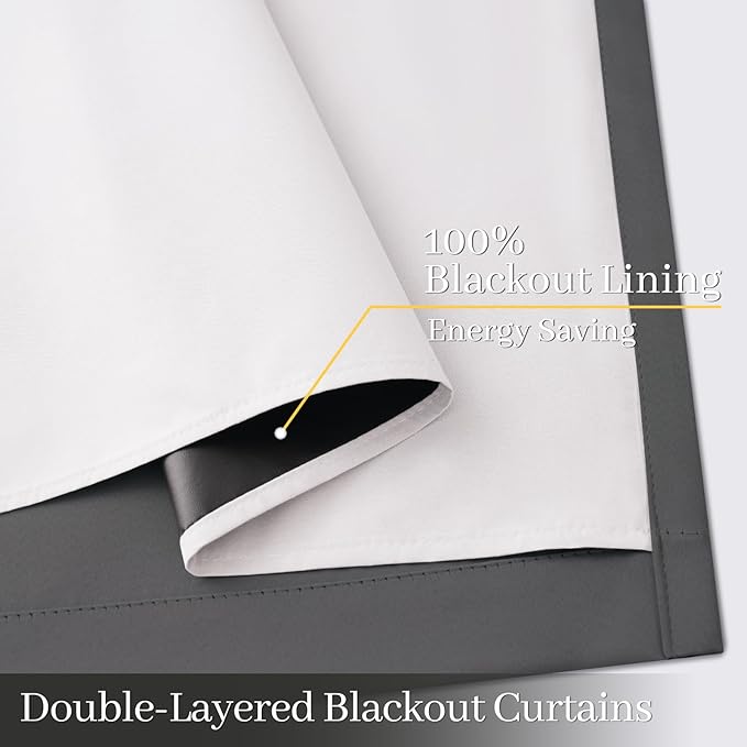 Yakamok 100% Blackout Curtain Panels 63 inches Cold and Light Blocking Drapes