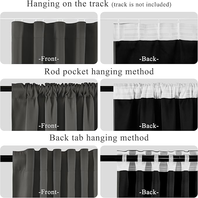 RYB HOME Full Blackout Curtain for Sliding Glass Doors/Theater, Thermal