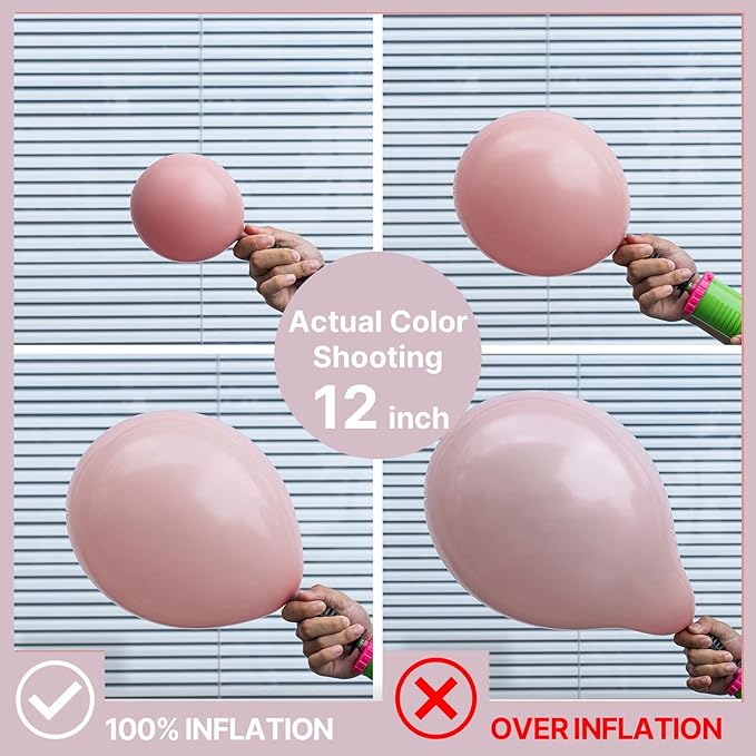 PartyWoo Dusty Pink Balloons 101pcs 12 Inch Boho Blush Lilac Pink Latex Helium Balloons for Princess Birthday Baby Shower Graduation Gender Reveal Anniversary Bachelorette Party Decorations Pink-F54