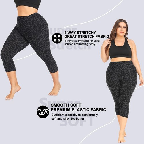 FULLSOFT Plus Size Capri Leggings for Women | High Waist Tummy Control | Stretchy Yoga Pants (XL-4XL)