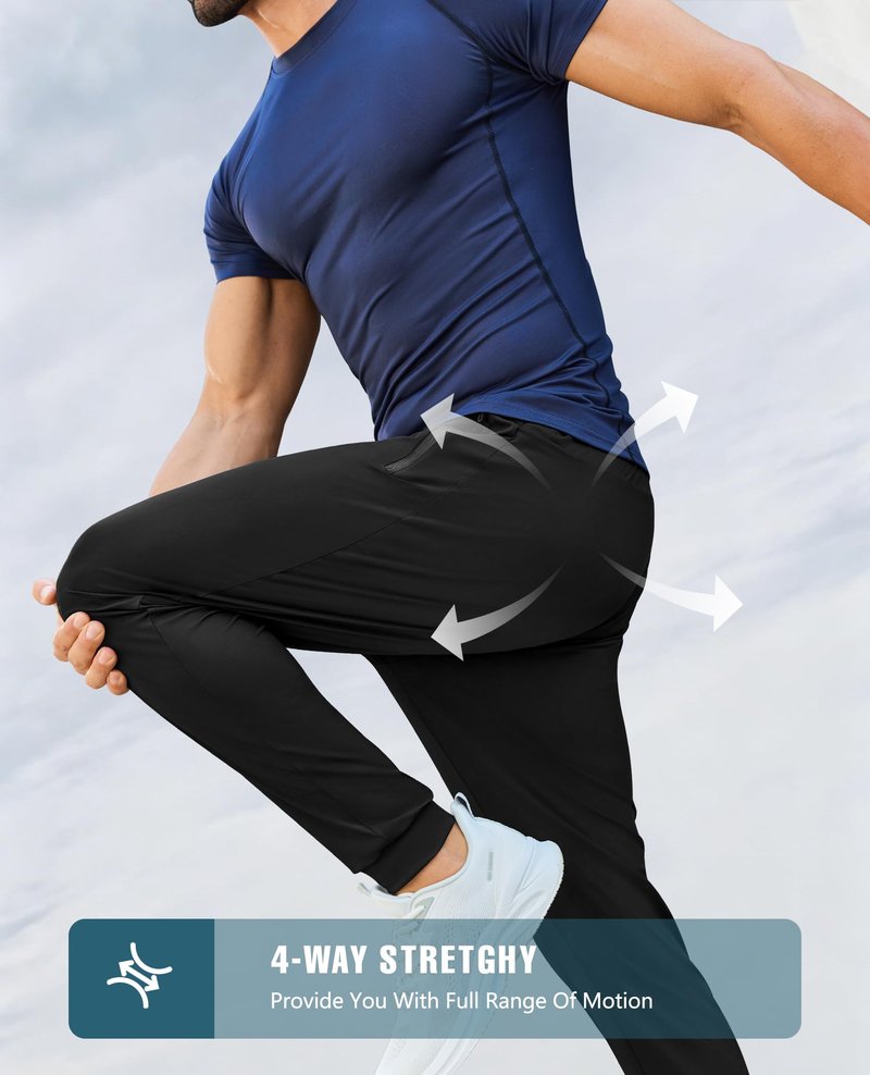 FOGFIRE Mens Sweatpants with Zipper Pockets Lightweight Athletic Joggers for Workout Running Gym Track Casual Wear Black X-Large