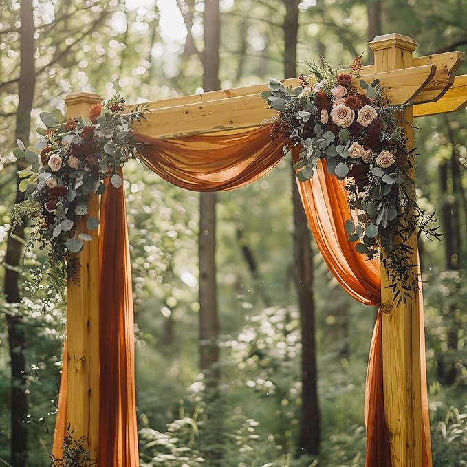 Wokceer Wedding Arch Draping Fabric Terracotta 28.7" x 20FT Sheer Drapes Backdrop for Ceremony, Birthday Party, Bridal Shower Decoration