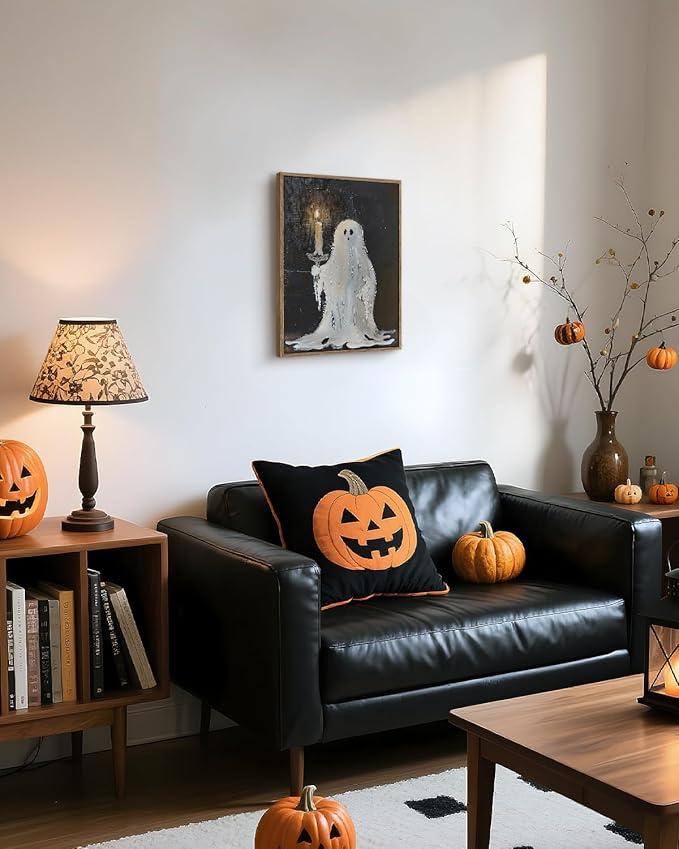 InSimSea Framed Canvas Art Prints, Vintage Halloween Decor, 12x16inch, Cute Spooky Ghosts Decor for Bedroom Kitchen Living Room shelf Fireplace, Dark Academia Gothic Pictures