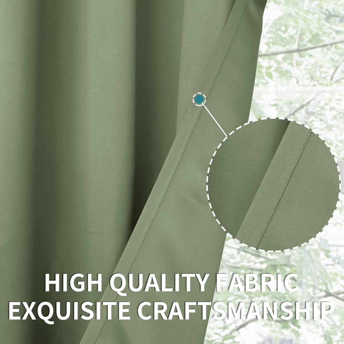 BGment Short Blackout Curtains 40 Inches Length - Rod Pocket Thermal Insulated Room Darkening Window Drapes for Kitchen Bedroom Bathroom, Olive Green, 2 Panels, 42 x 40 Inch