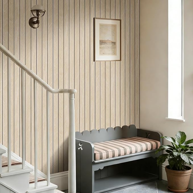 Arthome Peel and Stick Slat Wall Panels 15.7 "x240, Self-Adhesive PVC Wood