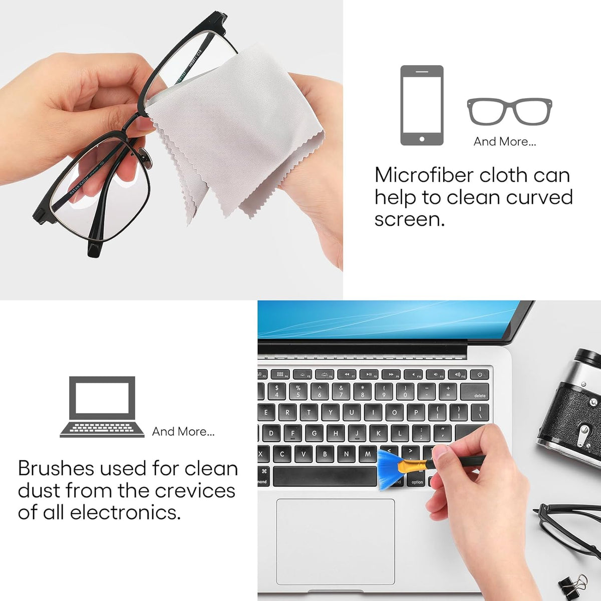 Fingerprint Proof Screen Cleaner,3 in 1Touchscreen Mist Cleaner Spray Wipe Cleaner,Safe for All Phones, Computer, Laptop, Tablet and Car Screen(Grey Blue)