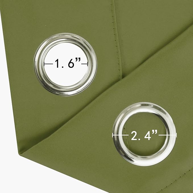 LEMOMO Blackout Curtains 66 x 72 Inch Long Olive Green Curtains Set of 2 Panels