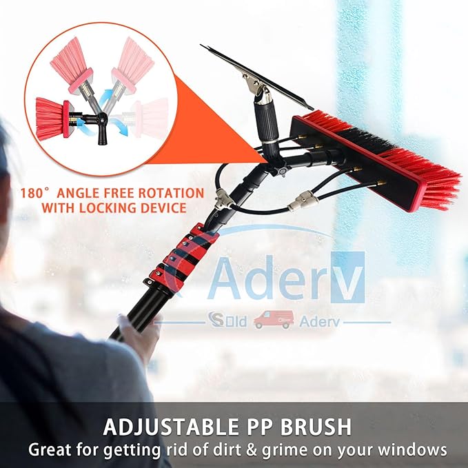 3.6-10.8 M Washing Kit: Water-fed Brush,Squeegee,Soap Dispenser, Window Cleaning Pole, Water Fed Telescopic Brush, Window Cleaner Equipment, Car Cleaning Brush (55cm Brush,10.8)