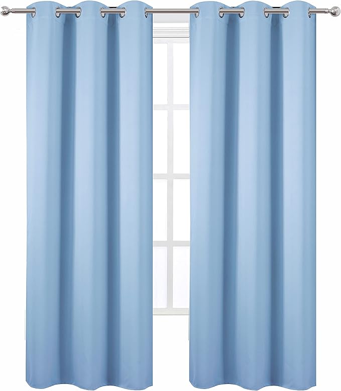 LEMOMO Sky Blue Thermal Blackout Curtains/42 x 95 Inch/Set of 2 Panels Room