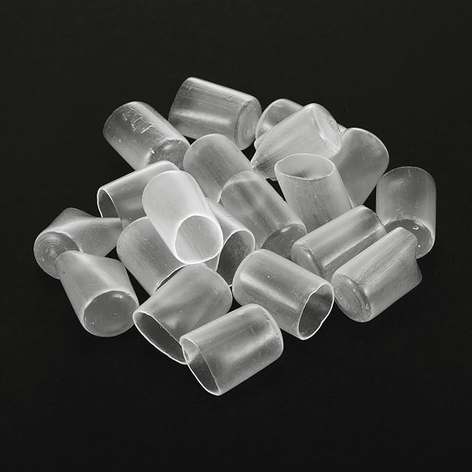 uxcell 20pcs Rubber End Caps Protective Caps 13mm ID Vinyl PVC Round Tube Bolt Cap Cover Screw Thread Protectors, Clear