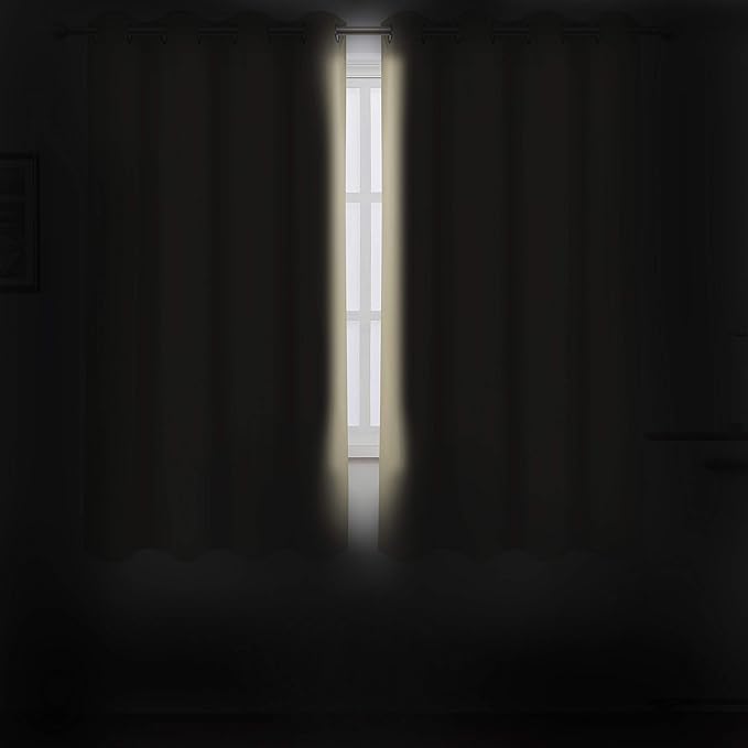 LEMOMO Beige Blackout Curtains 66 x 63 Inch Length/Set of 2 Curtain