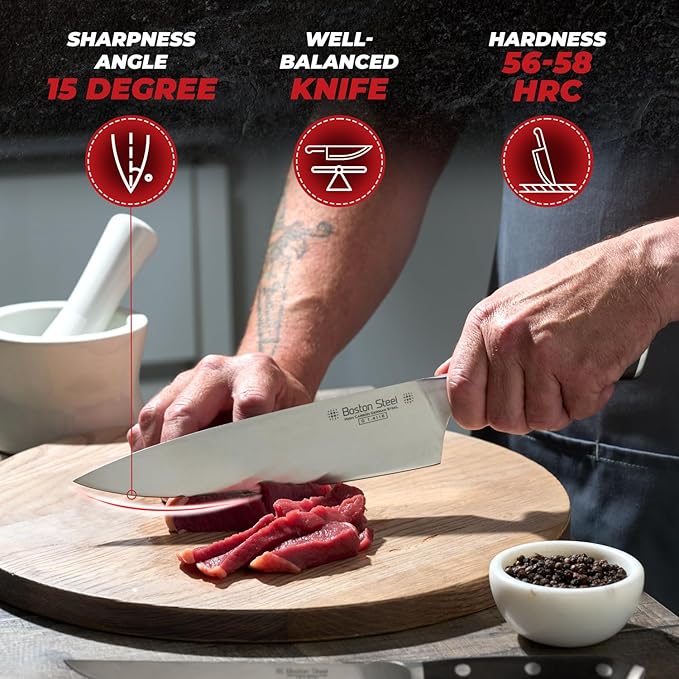 Chef Knife 8 Inch – Ultra Sharp High Carbon Stainless Steel Kitchen Knife, Professional 8” Chef’s Knife with Ergonomic Handle, for Home & Restaurant with Gift Box, Culinary Cooking Knife