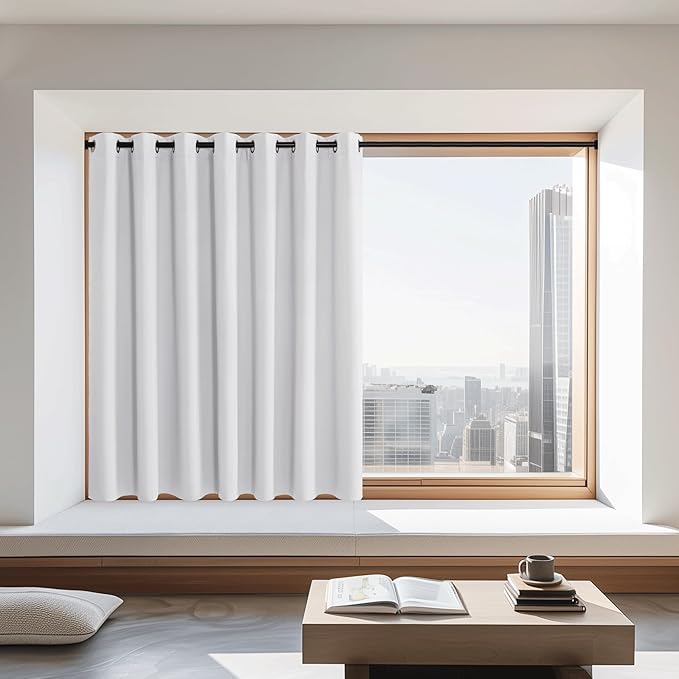 NICETOWN Greyish White Room Darkening 72 inch Curtain, Grommet Thermal