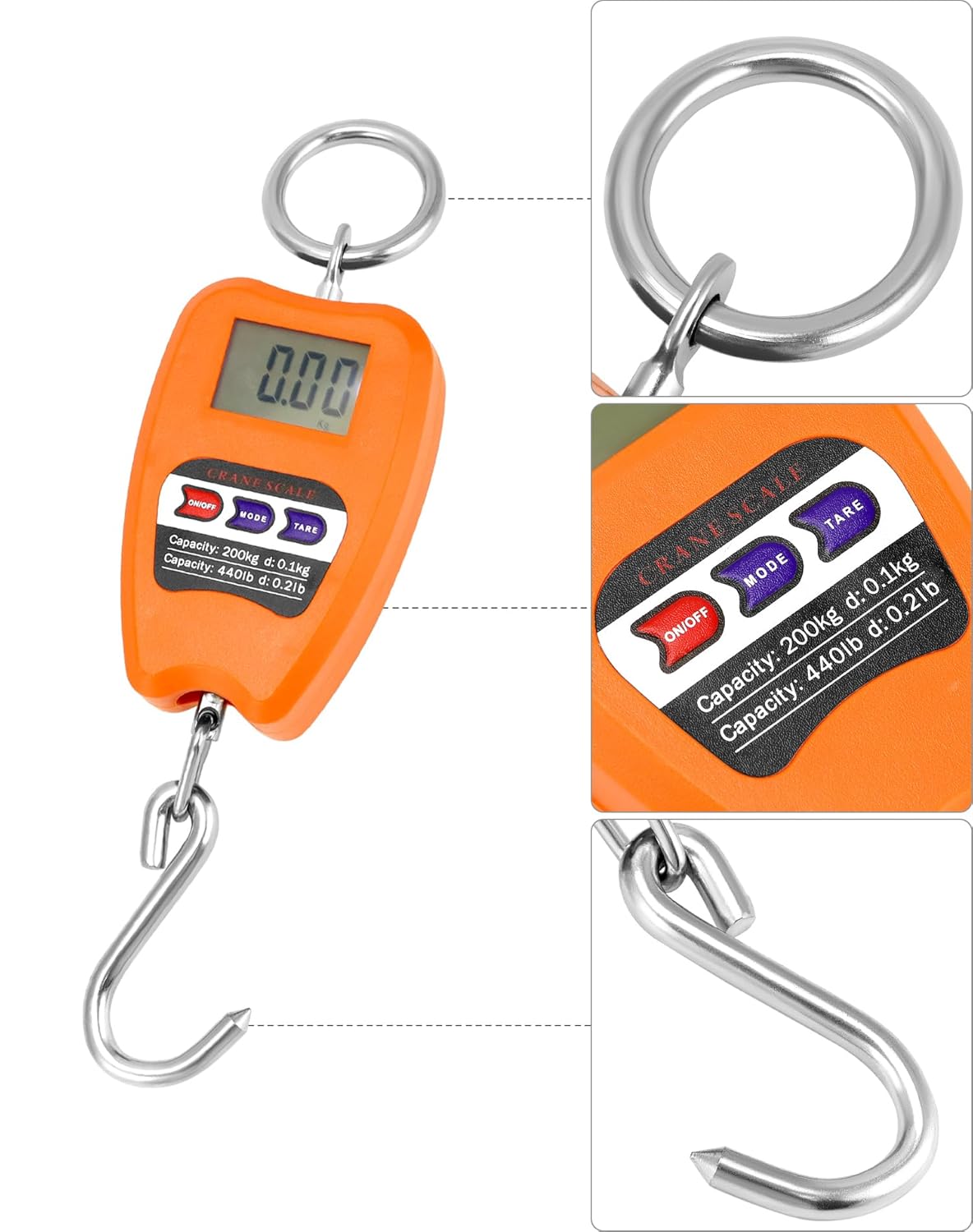 QWORK Digital Hanging Weight Scale - 440lbs Capacity | Durable Aluminum Housing & LED Display
