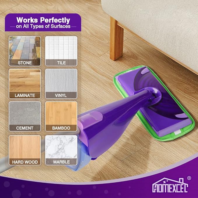 HOMEXCEL Microfiber Mop Pads Compatible with Swiffer Wet Jet,Reusable Machine Washable Swiffer WetJet Mop Pad Refills, Mop Head Replacements for Multi Surface Wet & Dry Cleaning, Pack of 2