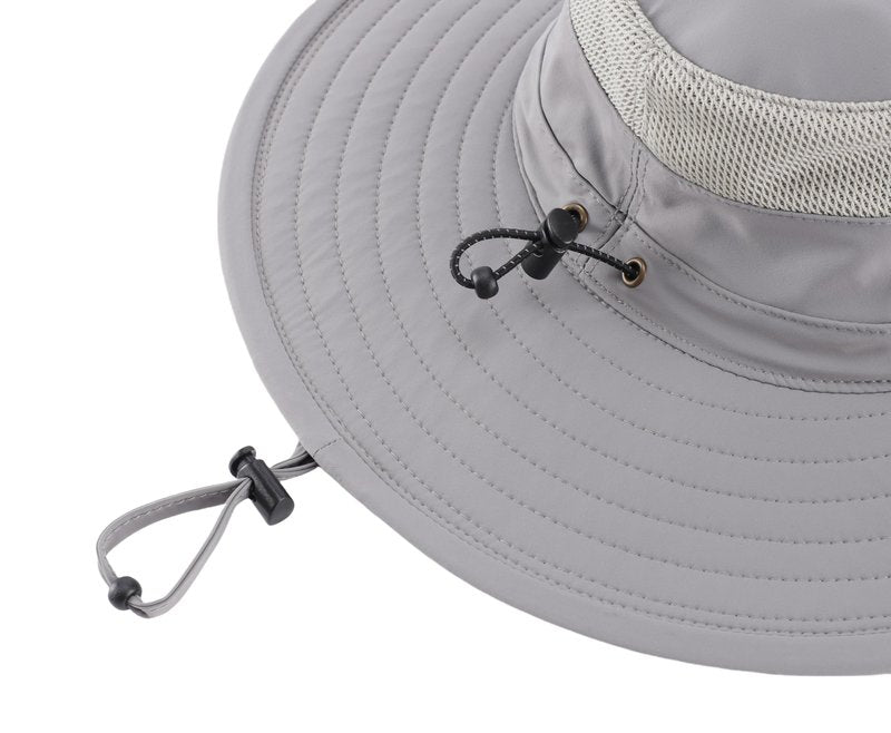 Connectyle UPF 50+ Fishing Sun Hat for Men Women Outdoor Adjustable Safari Sun Hats Summer Beach Cowboy Bucket Hat Light Grey
