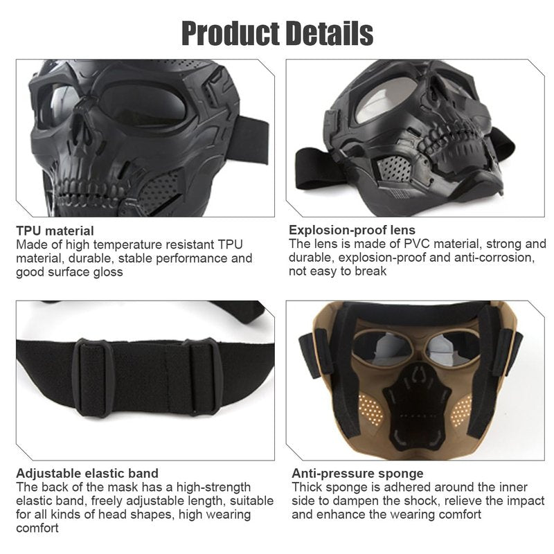 Motorcycle Helmet Riding Goggles Glasses Anti Fog Face Mask Dirt Bike ATV Motocross Eyewear (Black, Black Lens)